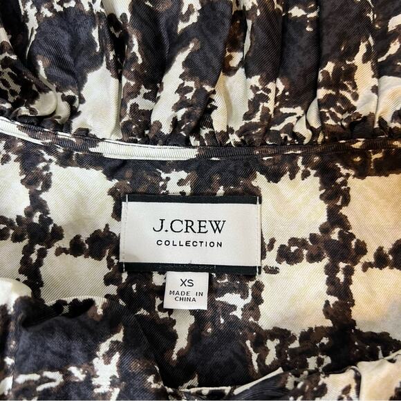 J. Crew Collection Silk Twill Ruffle Collar Blouse in Plaid - Picture 5 of 7